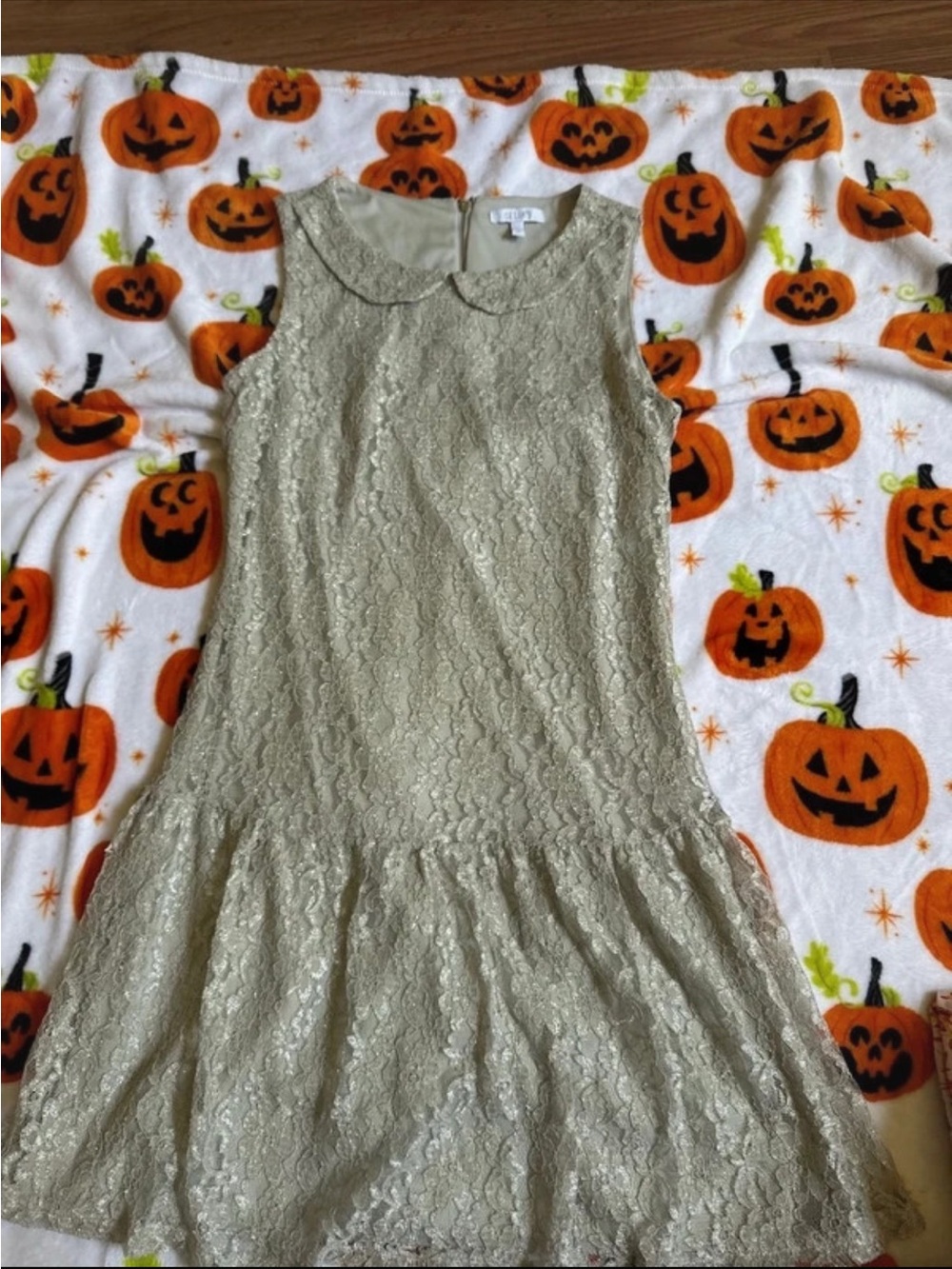 dELiA*s Cream Lace Peter Pan Collar Drop-Waist Dress